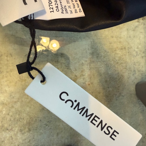 Commense Mock Neck, Faux Leather Clinched black top. Size S. NWT - Picture 6 of 6